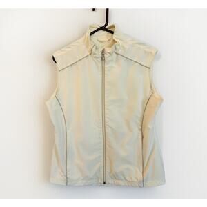 Glen Echo Womens Ivory Golf Vest Size L Full Zip Pockets Golf Course